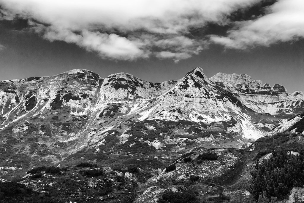Cima Carega, Piccole Dolomiti, bianco e nero